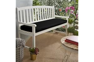 KISAA LIVING Water Resistant Garden Bench Cushion 2 Seater for Patio Furniture Kitchen/Dining Bench Indoor Outdoor Comfortable Modern Thick Cushion With Zipper Removable Washable Cover (2 seater 108x45x6cm, Black)