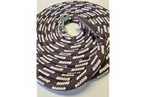 PFERDESEILE_DE Bodenleine Bodenseil 4 Meter braun-beige-Natur Baumwolle mit Karabiner und Lederklatsche