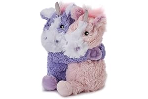 Warmies Warm Hugs Unicorn Bolsas de trigo para microondas con aroma a lavanda seca francesa, peluche totalmente calentable para aliviar la ansiedad y el dolor