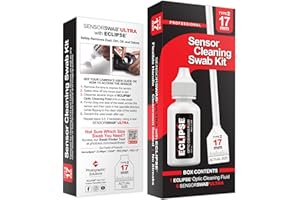 PHOTOGRAPHIC SOLUTIONS Sensor Cleaning Swab Kit - Eclipse Optic Cleaning Solution (0.5oz/15ml) + Type-2 Sensor Swab Ultra 17mm (Pack of 6) - for APS-C CMOS and CCD Sensors - Dust & Oil Remover