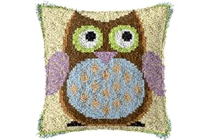 SKTWOE DIY Knüpfteppich Für Kinder Und Erwachsene Zum Selber Knüpfen-Teppich Knüpfset Latch Hook Kit DIY Handgefertigt Knüpfpackung Kissen Mit Bedruckter Leinwand 43X43cm,B