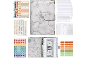A6 Classeur Budget, Diealles Shine PU Cuir Agenda Budget avec Enveloppe, 32Pcs Pochette Enveloppe Budget, Économiser Organisateur Portefeuille Enveloppe Budget pour Maison, Bureau et Voyages