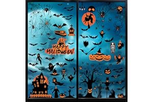 CAKKVDE Halloween Window Decorations - Black Bat Static Clings, Double-Sided Removable Halloween Window Stickers for Home, Office & Parties (8 Sheets)