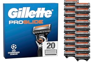 Gillette Proglide Rasierklingen, 20 ORIGINAL Ersatzklingen, Klingen für Herren — 2x Gleitstreifen vor und nach den Klingen und EverGlide Gleitstreifen für unglaubliche Gründlichkeit und Komfort