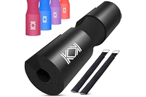 KK Barbell Pad - Thick NBR Foam Workout Pad - Non-Slip Hip Thrust & Squat Pad With Safety Straps