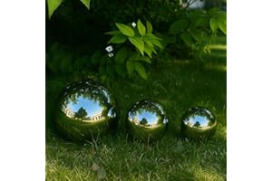 Köhko 3er Gartenkugeln poliert aus hochwertigem Edelstahl 8, 10 und 15 cm Dekokugeln-Set