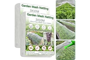 YLLUUOE 2PCS 3x10M Insect Netting,Fine Mesh Garden Protection Netting for Vegetables Plants Flowers Crops,Row Covers for Raised Bed from Birds Deer Squirrels Barrier Pest