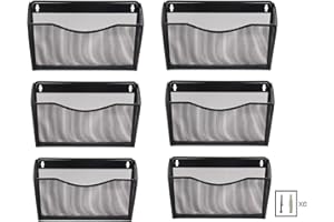 EasyPAG Metall Querformat A4 Zeitschriftenhalter Wand Zeitschriften Wandhalter Aktenablage Dokumentenhalter Hängend Magazin Organizer,6er-Pack,Schwarz