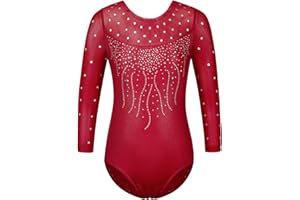 ZNYUNE Gymnastics Leotards for Girls Long Sleeve/Sleeveless Colorful Sparkle Athletic Ballet Dance Leotard for Kids 3-12 Years