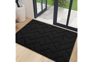 Biscpro Door Mat 60 X 90 cm, Indoor DoorMat Washable, Doormat Indoor Dirt Trapper Non-slip, Absorbent Inside Entrance Rug Floor Mat for Entryway, Patio, Garden, laundry Room,Pets - Black