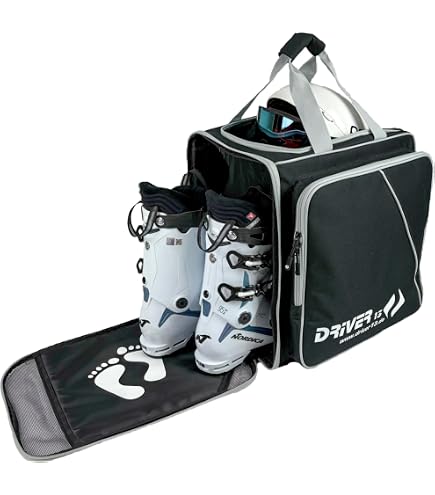 Driver13 Sac à Dos Pour Chaussures De Ski Avec Compartiment Casque – Polyester PU, Noir/Rouge, 40x28x44 Cm, 950 G