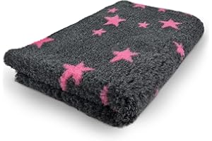 Topmast Vetbed, Tapis de Chien Antidérapant, 100 x 75 cm, Stars, Anthracite et Fuchsia, Lavable en Machine, pour Chiens et Chiots (Moyen)
