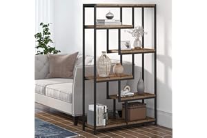 Tribesigns Libreria Scaffale a 5 Ripiani, Vintage Soggiorno Divisorio in Legno, per Ingresso, Ufficio, 100x30x165cm (Marrone Rustico)