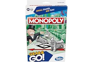 Monopoly Grab and Go Game, przenośna gra dla 2-4 graczy, gra podróżnicza dla dzieci