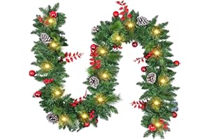 NEXALITE Guirnalda Navidad 2,7 M/9 FT Grinalda Natal: Guirnalda Navideña con 30 Leds, Caja de Batería con Temporizador Resistente al Agua, Decoración Navideña para Balcón, Casa, Escaleras, Chimenea
