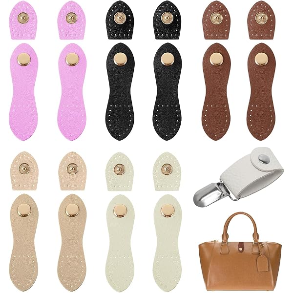 8 Stück Lederschnallen Für Taschen – D-Ringe, Braun, Aus PU-Leder & Metall