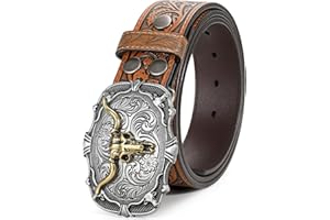 BELTROAD Western Leather Buckle Belt for Men Women Cowboy Cowgirl Mens Leather Belt for Jeans Christmas Hallowmas Men's Belt present