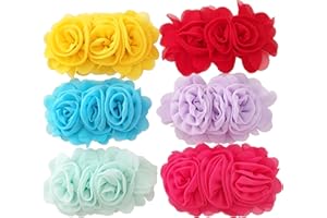 JpGdn 6pcs Dog Collar Flowers Doggy Charms Pink Purple Yellow Flower Multicolored for Small Medium Large Girl Female Cat Kitten Rabbit Pet Sliders Grooming Accessories Attachment Embellishment