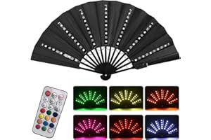 B BACHVIBES Abanico Plegable LED: El complemento Fiestas, Festivales, Discotecas y conciertos de música (Multicolor2)