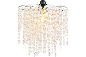 HI-ERA Acrylic Ceiling Lamp Shade, 3-Tier Beaded Faux Chandelier Light Cover for Bedroom, Clear Crystal Style Hanging Shade, Height 30cm