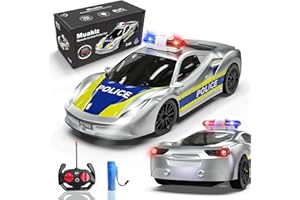Muakiz Ferngesteuertes Auto ab 3 4 5 6+ Jahre, 2.4G RC Auto Spielzeug Polizeiauto mit Fernbedienung für Junge Mädchen Kinderspielzeug mit Aufladbarer Batterie & Polizei Licht RC Cars Spielzeug, Silber