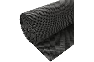 CYEER 1 Roll Non Slip Mats, Black Anti Slip Pads, Cuttable Waterproof PVC Non Slip Matting Roll Anti Slip Matting Drawer Liners for Shop, Home, Office-0.4M x 10M
