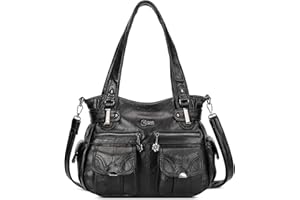 FOLOVEYA Bolso de Mano para Mujer Bolsa Mensajero Antirrobo Impermeable a la Moda Bolso de Compras con Múltiples Bolsillos Trabajo Senderismo Viajar Cuero PU Negro