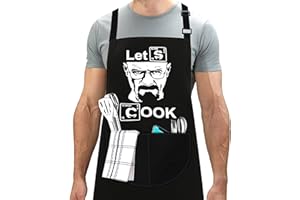 LINEN CLOSET® Funny Bbq Aprons for Men Rude Kitchen Chef Aprons Christmas Bbq Grilling Gifts for Dad Son Father Husband with 2 Pockets