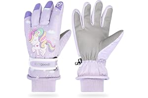 Halcyerdu Kinder Skihandschuhe, Snowboard Handschuhe für 5-10 Jahre Jungen Mädchen Wasserdicht Winddichte Warme, Warme Winterhandschuhe für Skifahren Spielen Outdoor-Aktivitäten