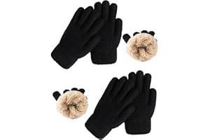 VZV 2 Paar Kinder Winterhandschuhe mit Dickem Fleecefutter Warme Stretch Strickhandschuhe Geeignet für Jungen und Mädchen im Alter von 4 bis 12 Jahren