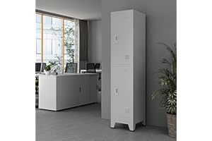 [en.casa] Joroinen metalowa szafka wielofunkcyjna z 2 drzwiami, uniwersalna szafka 180 x 38 x 45 cm, zamykana, stalowa szafka, do przechowywania, szara