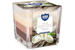 BISPOL Szklana świeca zapachowa WANILIA kwadratowa świeca 32H