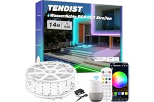 TENDIST 14M Ruban LED Exterieur, IP67 RVB Ruban LED Exterieur Etanche Smart Compatible avec Alexa et Google Assistant, WiFi Bande LED Exterieur 24V pour Balcon, Festiva, Terrasse