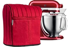 Bellemain Standmixer-Abdeckung,rote Mischer-Abdeckungen für Küchenhelfer, kompatibel mit K5SS Kitchenaid Mixer Zubehör, 4.5qt – 8qt,Staubschutz mit Seitentaschen