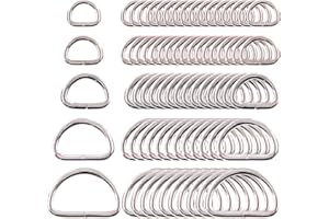 Swpeet Lot de 120 anneaux en D semi-circulaires en métal multi-usages pour accessoires de bricolage – 1,27 cm, 1,9 cm, 1,9 cm, 1,5 cm