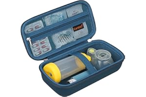 Canboc Asthma inhalator Travel étui portatif, ENTRETOISES à main pour adultes et enfants, masque, étui rigide pour inhalateur avec poches en maille médicaments et autres nécessités, bleu