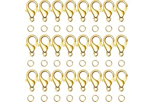 AKONE Lote de 100 cierres de mosquetones de acero inoxidable, 7 mm, anillos abiertos, mini mosquetones, joyas de langosta, ganchos, cadenas, pendientes de pulsera, cierres de joyería