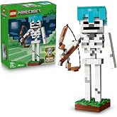 LEGO Minecraft The Skeleton Toy - Articulated Figure with Diamond Helmet, Bow, Arrow and Grass Base - Bedroom Decor - Gamer G