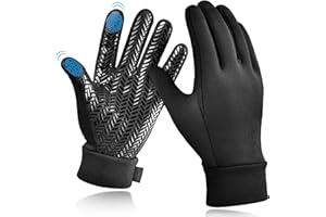 EEFOW Guanti invernali termici per bambini – Sport impermeabili antiscivolo in esecuzione touchscreen guanti antivento caldi neri da equitazione per ragazzi e ragazze dai 6 ai 12 anni