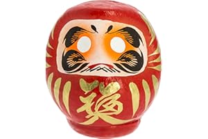 Tierra Zen Daruma, Carta pestata Dipinta, Rosso, 11 cm