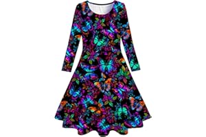 Belovecol Ragazze Abito a Manica Lunga Linea ad A Abito Casual Stampato in 3D Festival Swing Abito Autunno Inverno 4-12 Anni