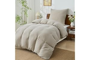 ‎BEDELITE BEDELITE Musselin Bettwäsche 135x200 Baumwolle - ÖKO-TEX Bettwäsche-Sets Taupe 2teilig mit Reißverschluss, Bettbezug 135x200cm mit Kissenbezug 80x80 cm, weiche und atmungsaktiv