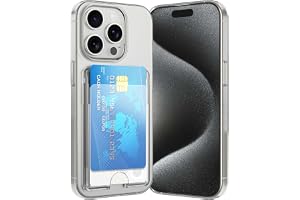 DEVASO För iPhone 15 Pro Max Fodral Transparent Korthållare, Plånboksfodral Silikon Skyddsfodral Tunn Mjuk TPU Anti-repor Fic