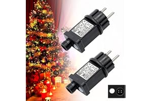ITMNMNL Trasformatore Luci Natale 2 Pezzi Alimentatore Luci Natale,Alimentatore per Luci di Natale,Trasformatore per Luci di Natale,Trasformatore LED Adattatore Alimentatore con Timer,IP44,8 Modalità