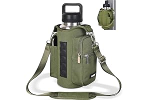 icolor Magnetisk gymväska vattenflaska hållare med rem och telefonfickor, diameter 9,9 cm magnetisk gymväska 5 inbyggda magneter gymtillbehör organiseringsväska sling sleeve (nylon, armégrön)