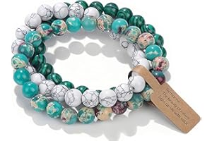 SAIBANGZI Bracelet pierre naturelle veritable, 8mm bracelet couple porte bonheur et chance, bracelet pierre confiance en soi femme homme