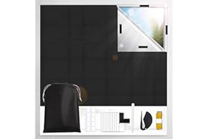 VONXITE Blackout Blinds Stick On 200x145cm, 420D Oxford Fabric 100% Blackout Blind Curtain for Window, Portable Blackout Shades for Bedroom, Cut to Any Size, No Drill Black Out Blinds for Travel Temporary