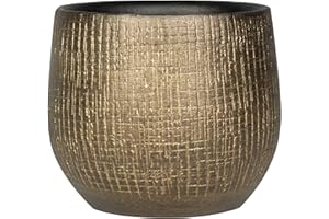 BLUMIXX Pot de fleurs Ryan - 15 cm de diamètre - Doré brillant - Fabriqué à la main en céramique 100 % naturelle avec surface dorée élégante - Classique et moderne