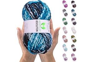 MeriWoolArt Merino Wolle zum Stricken – 75 m Mehrfarbige Dicke Weiche Merinowolle zum Stricken für Pullover Jacken – XXL Handstrickwolle – Voluminöse DIY Wolle für Schals Decken Tücher Geschenke