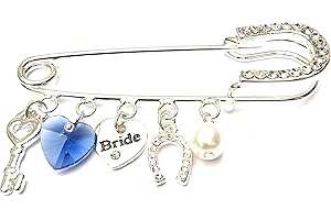 Equilibrium Wedding - Spilla da sposa placcata in argento, colore: blu, Perla, argento